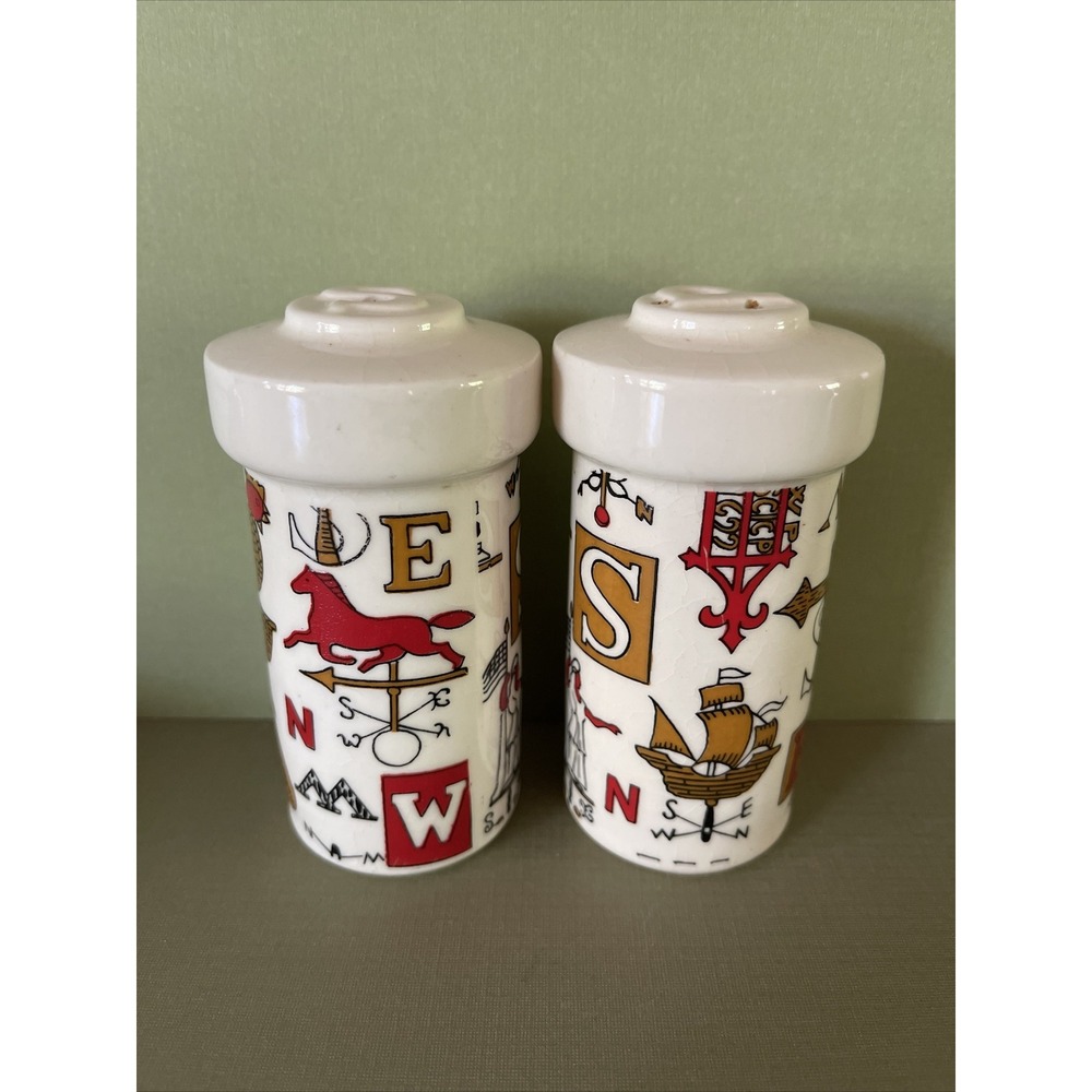 Vintage Holt Howard Salt Pepper Shakers Weathervanes Americana Farmhouse Kitchen